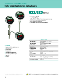 Thumbnail of document Data Sheet - 822/823 Digital Temperature Indicators, Battery Powered
